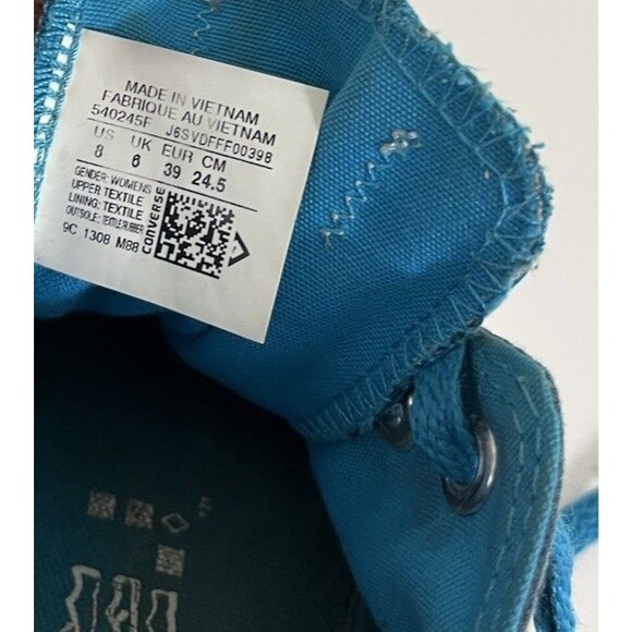 Converse All Star Womens Teal Canvas Size 8 Low Top Blue Laces Grunge - Picture 11 of 12